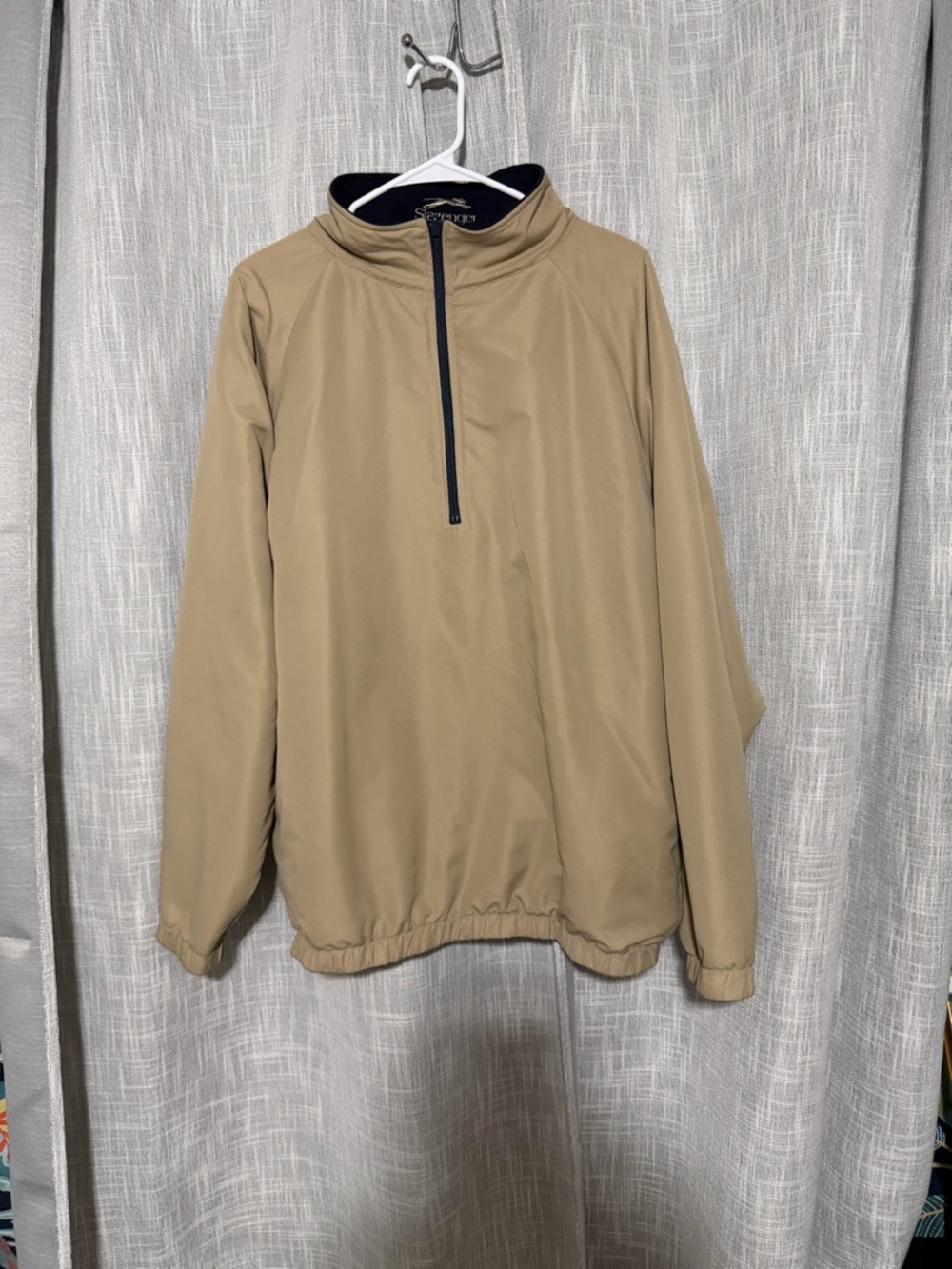 Slazenger Quarter Zip Pullover Jacket Mens L Beige Lightweight Golf See Note